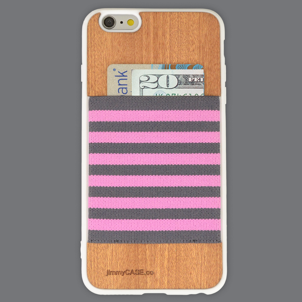 Pink and Gray Stripe White Bumper