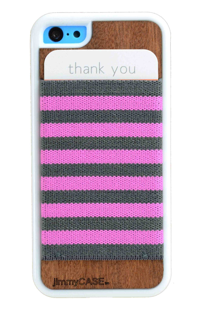 Pink and Gray Stripe White Bumper